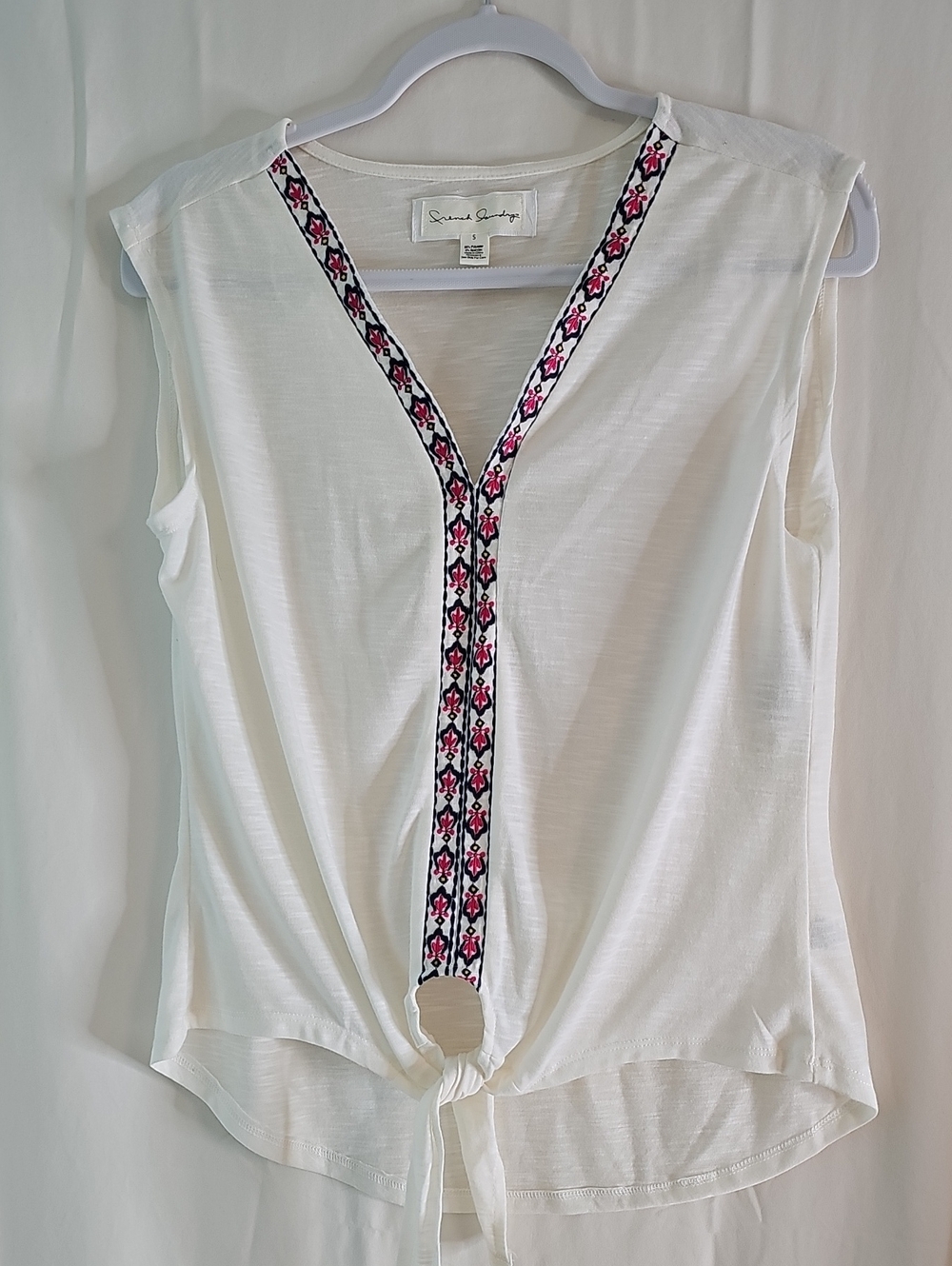 French Laundry White Tank Top with Pink and Black Trim